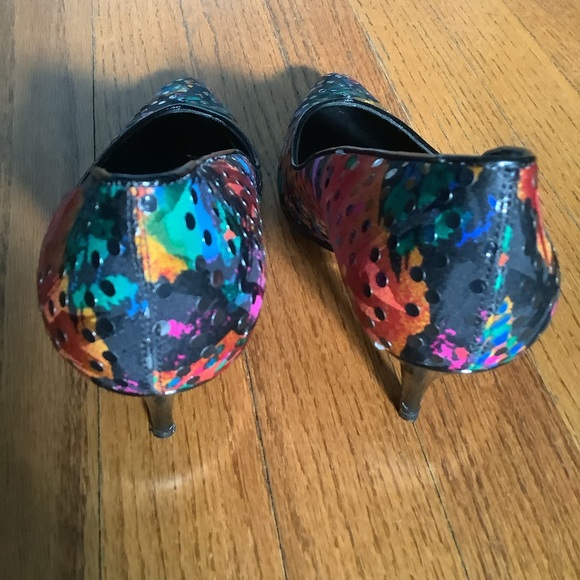 Vintage 90s Stuart Weitzman multicolored dotted heels size 7.5 - Picture 5 of 8